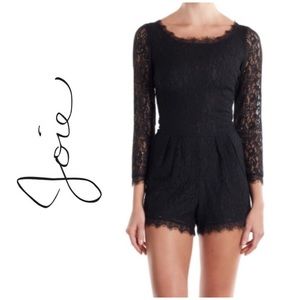 Joie Nali Black Lace Romper in Caviar Size 2 Small